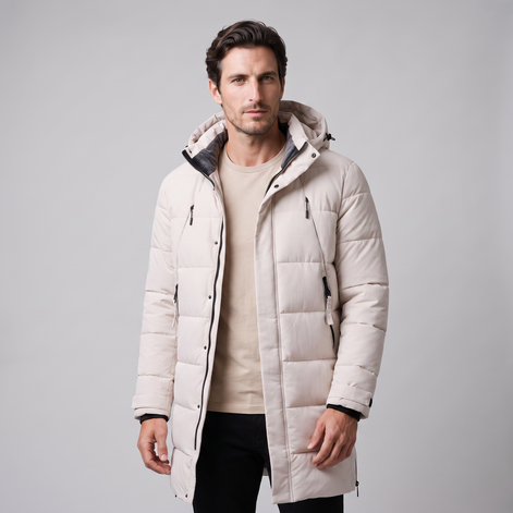 Herren Winddichte Wattierte Parka-Jacke