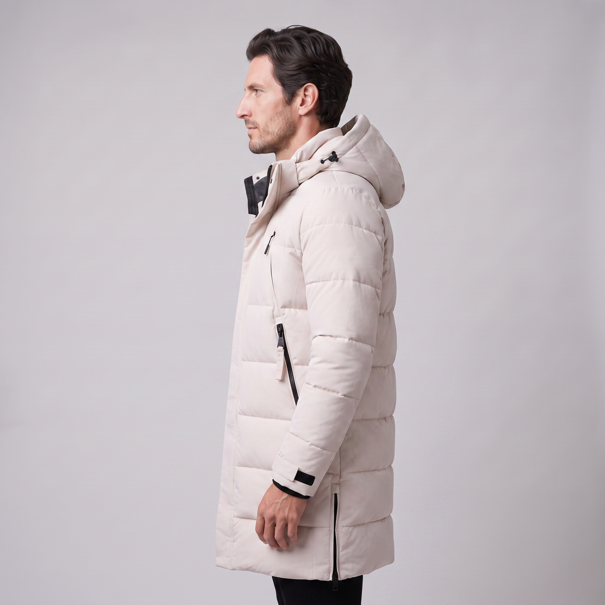 Herren Winddichte Wattierte Parka-Jacke