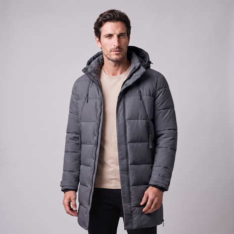 Herren Winddichte Wattierte Parka-Jacke