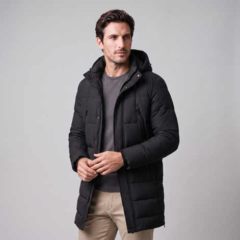 Herren Winddichte Wattierte Parka-Jacke