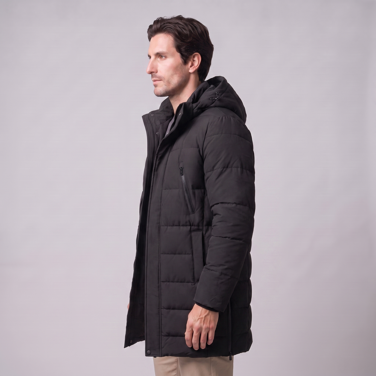 Herren Winddichte Wattierte Parka-Jacke