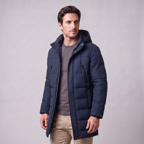 Herren Winddichte Wattierte Parka-Jacke