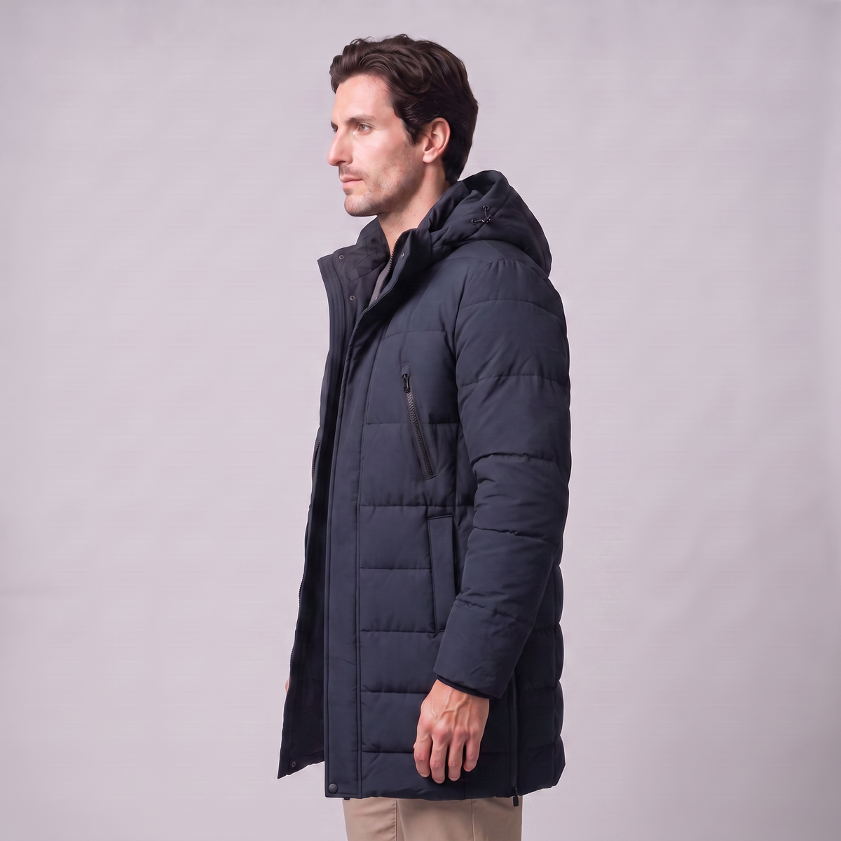 Herren Winddichte Wattierte Parka-Jacke