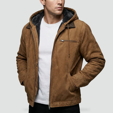 Herren Winter Mantel mit Kapuze und Reißverschlusstaschen