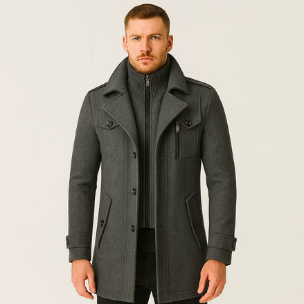 Herren Winterjacke Kurz mit Reißverschluss und Wollanteil