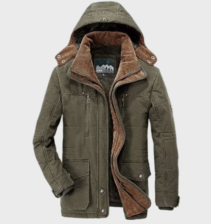 Herren Winterjacke mit Fleecefutter und abnehmbarer Kapuze