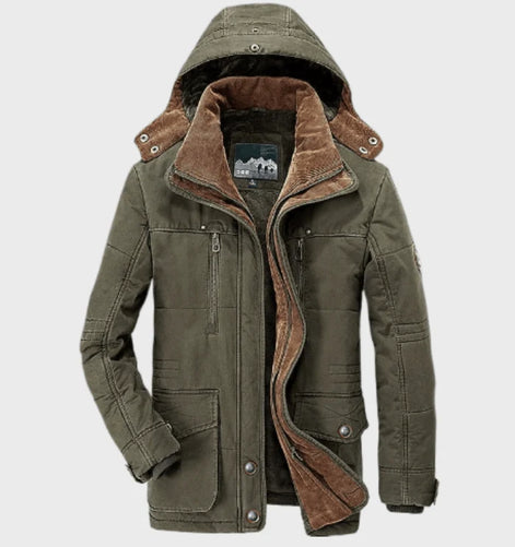 Herren Winterjacke mit Fleecefutter und abnehmbarer Kapuze