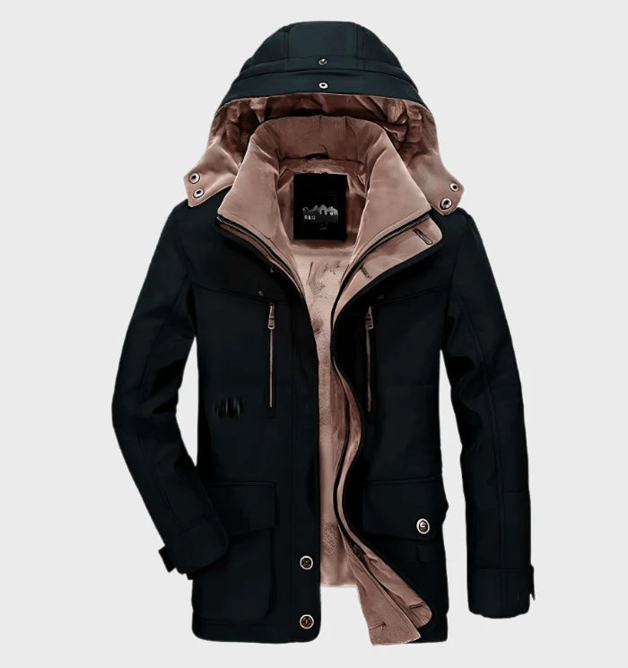 Herren Winterjacke mit Fleecefutter und abnehmbarer Kapuze