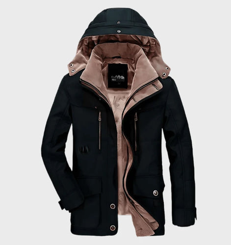 Herren Winterjacke mit Fleecefutter und abnehmbarer Kapuze