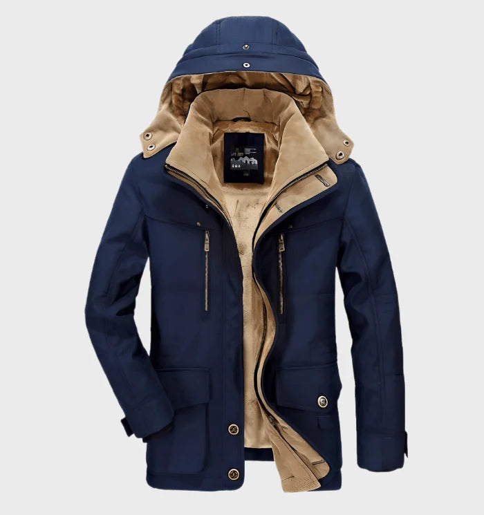 Herren Winterjacke mit Fleecefutter und abnehmbarer Kapuze