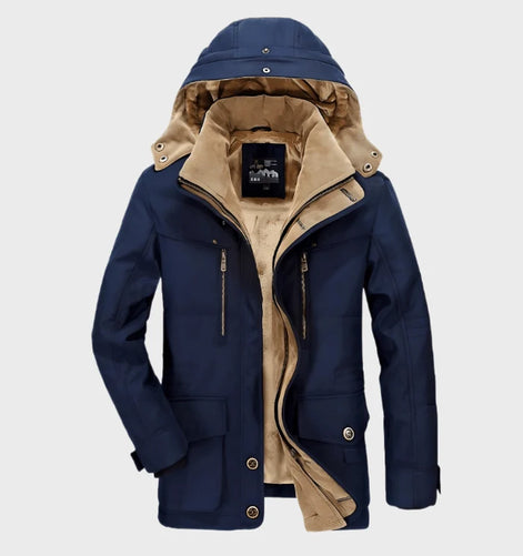 Herren Winterjacke mit Fleecefutter und abnehmbarer Kapuze