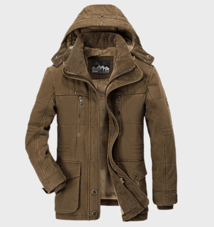 Herren Winterjacke mit Fleecefutter und abnehmbarer Kapuze