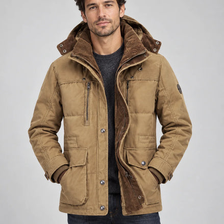 Herren Winterjacke mit Fleecefutter und abnehmbarer Kapuze
