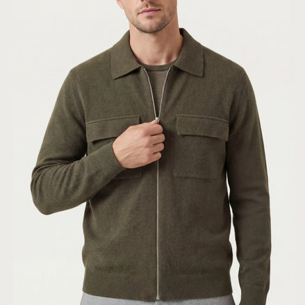 Herren Woll-Cardigan mit Doppelreißverschluss