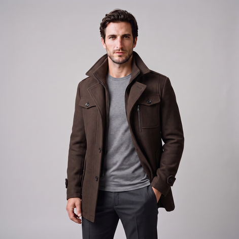 Herren Wollmantel mit Stehkragen