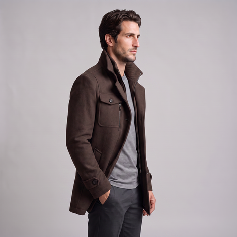 Herren Wollmantel mit Stehkragen