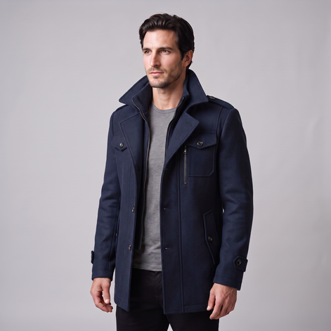 Herren Wollmantel mit Stehkragen