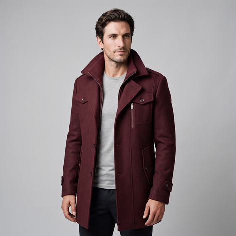 Herren Wollmantel mit Stehkragen