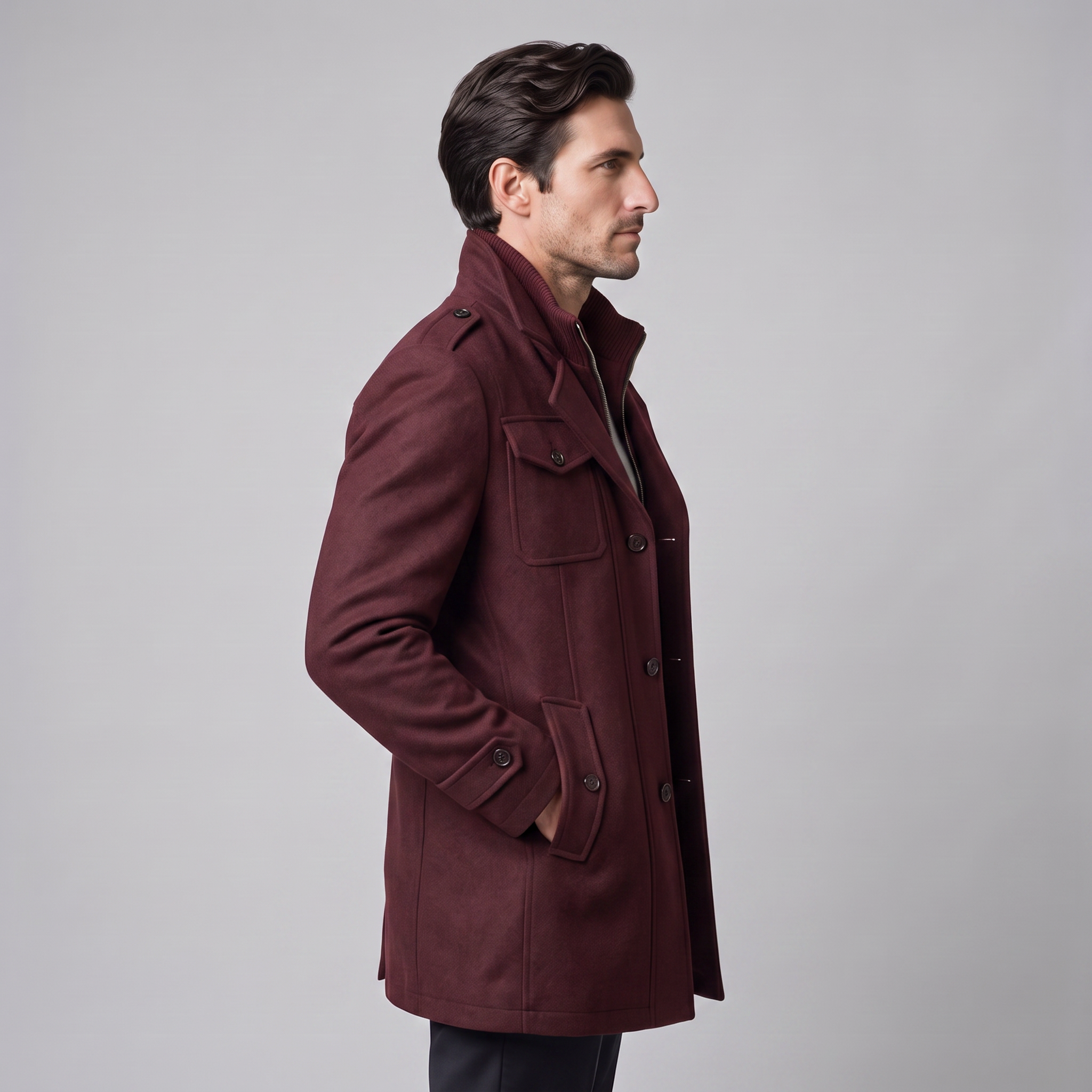 Herren Wollmantel mit Stehkragen