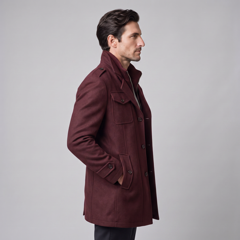 Herren Wollmantel mit Stehkragen