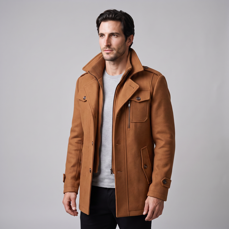 Herren Wollmantel mit Stehkragen