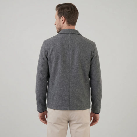 Herren Wollmischjacke Hüftlang Minimalistisch mit Reißverschluss