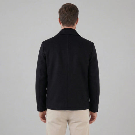 Herren Wollmischjacke Hüftlang Minimalistisch mit Reißverschluss