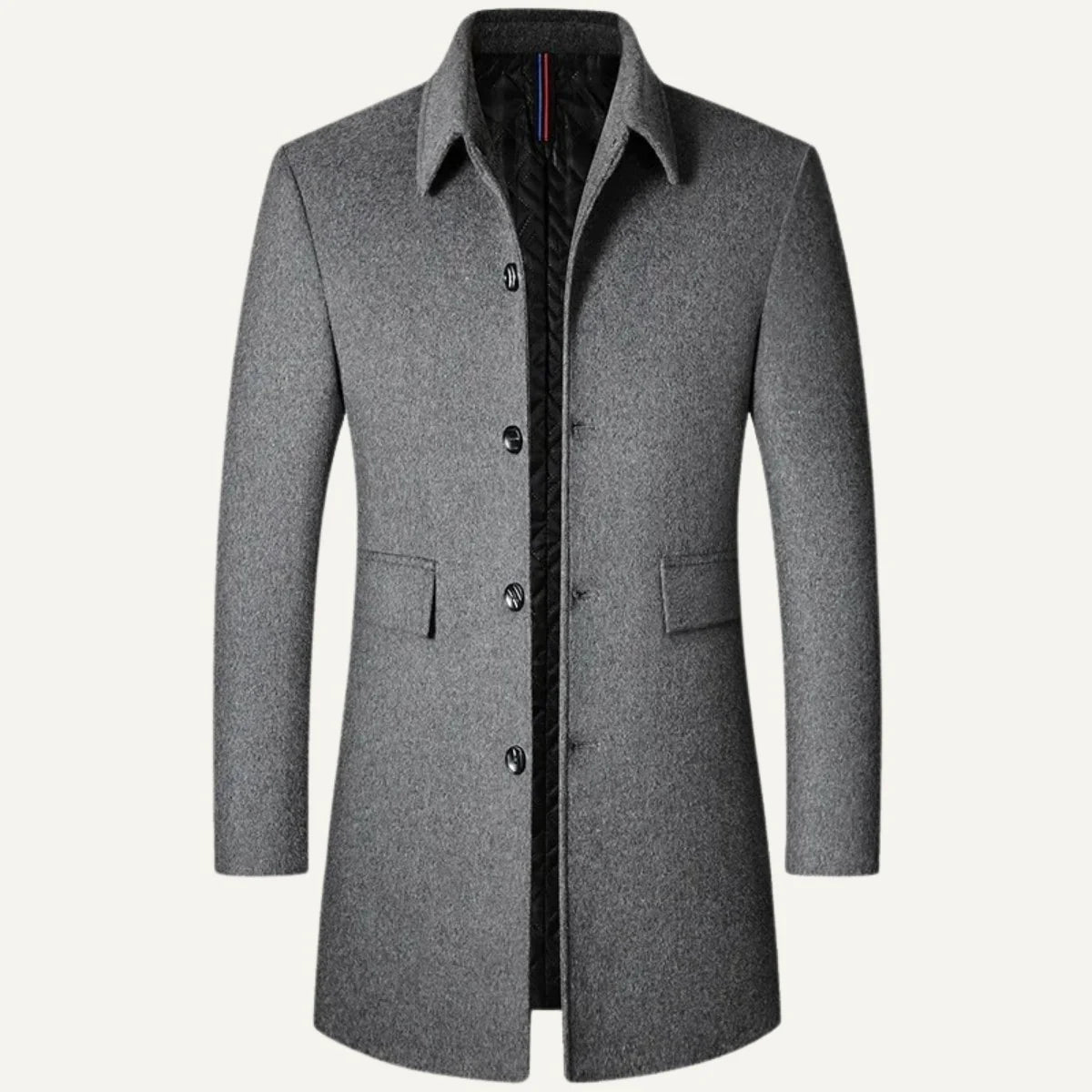 Herren Wollmischmantel Tailliert Langer Schnitt