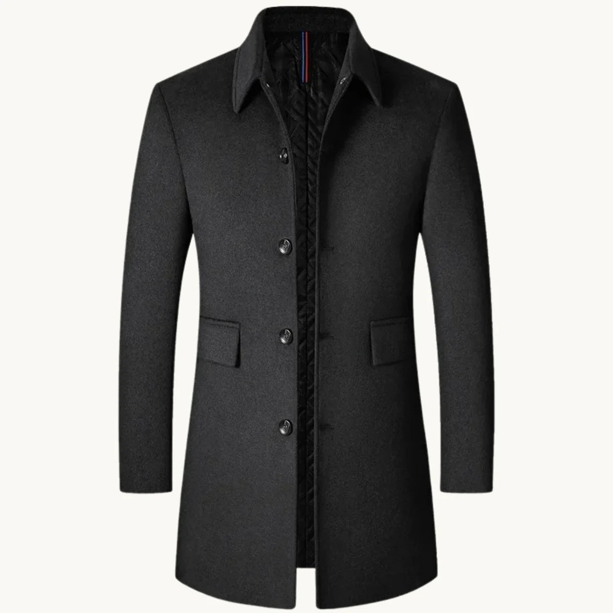 Herren Wollmischmantel Tailliert Langer Schnitt