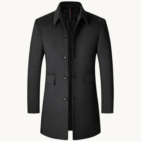Herren Wollmischmantel Tailliert Langer Schnitt