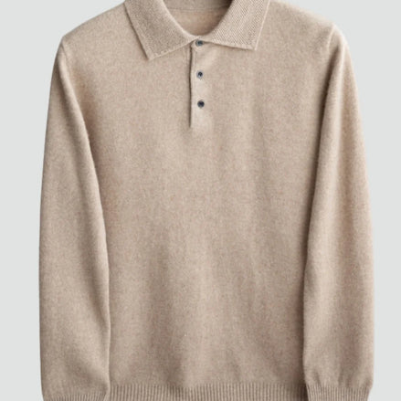 Herren Wollpullover mit Polokragen und Drei-Knopf-Verschluss