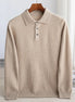 Herren Wollpullover mit Polokragen und Drei-Knopf-Verschluss