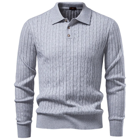 Herren Wollpullover mit Umlegekragen Langarm für Herbst-Winter