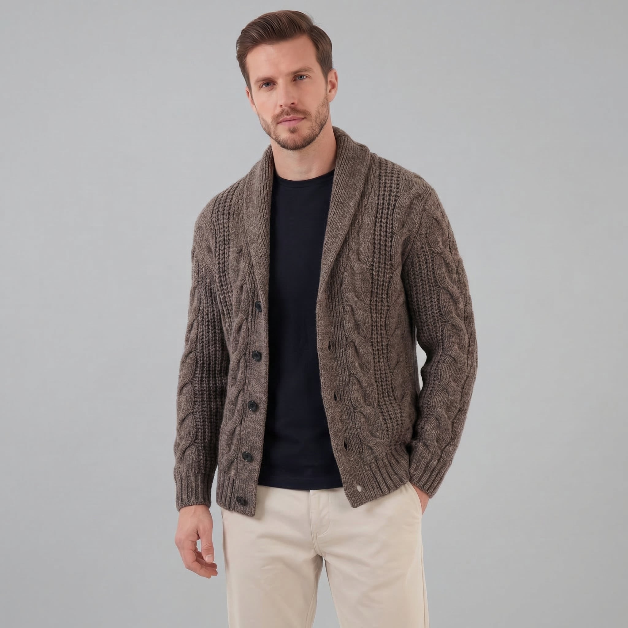 Herren Wollstrickcardigan