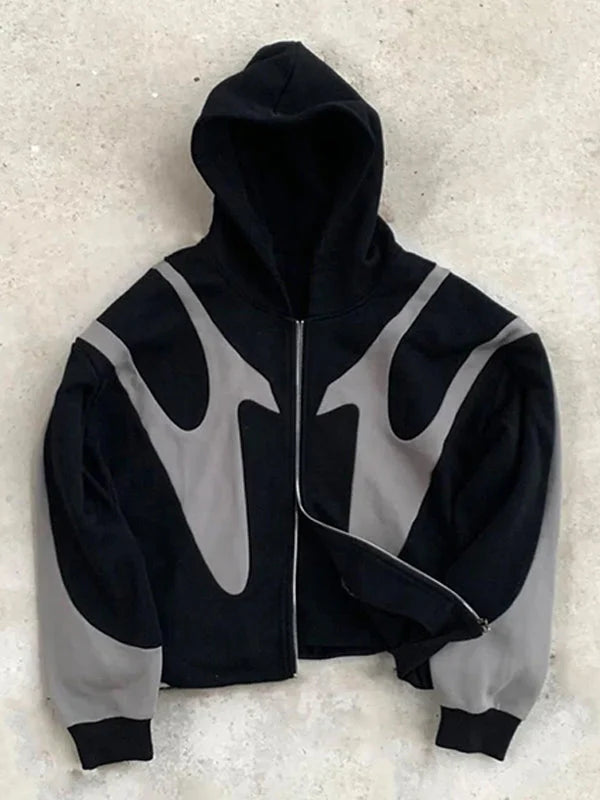 Herren Zip-Up Hoodie mit Kontrastdesign