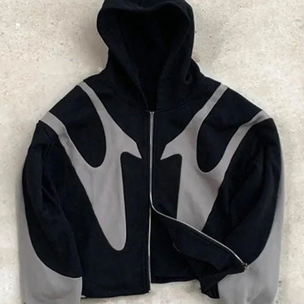 Herren Zip-Up Hoodie mit Kontrastdesign
