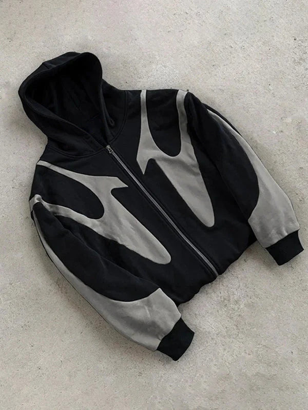 Herren Zip-Up Hoodie mit Kontrastdesign