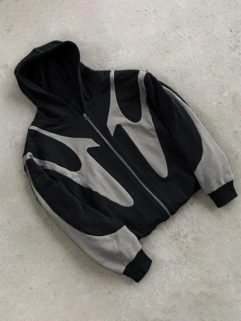 Herren Zip-Up Hoodie mit Kontrastdesign