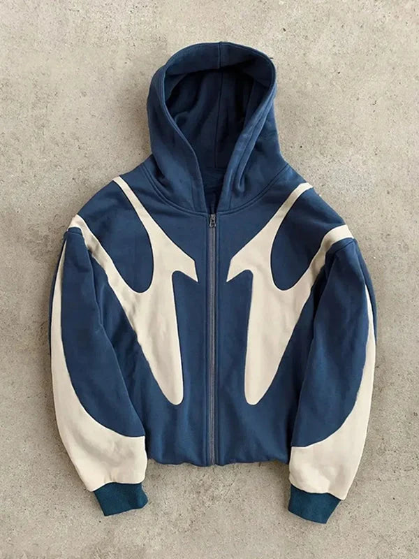 Herren Zip-Up Hoodie mit Kontrastdesign