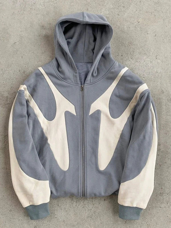 Herren Zip-Up Hoodie mit Kontrastdesign
