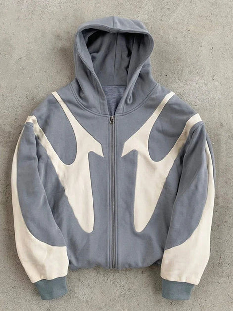 Herren Zip-Up Hoodie mit Kontrastdesign