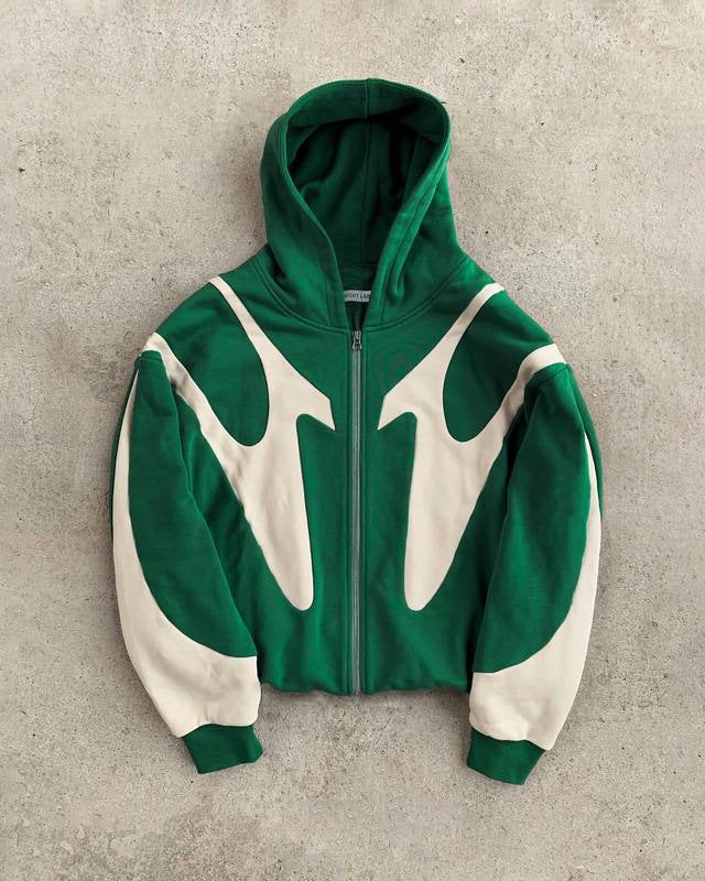 Herren Zip-Up Hoodie mit Kontrastdesign
