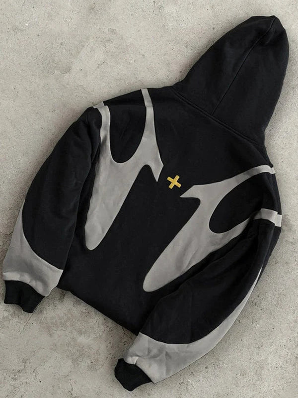 Herren Zip-Up Hoodie mit Kontrastdesign