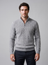 Herren Zopfmuster-Pullover mit Quarter-Zip