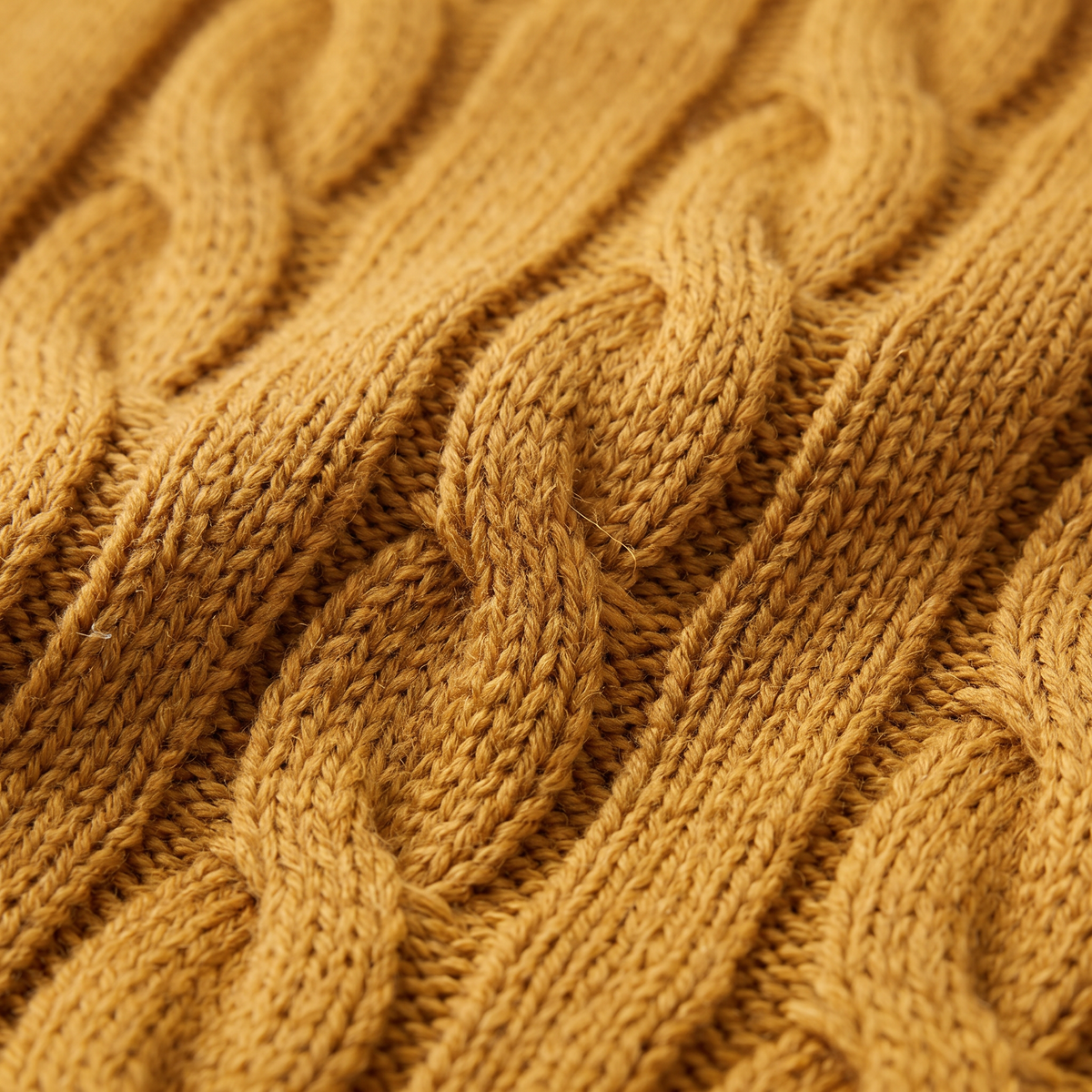 Herren Zopfstrick-Pullover aus Wolle mit Rundhalsausschnitt