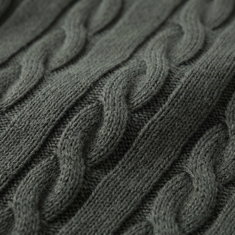 Herren Zopfstrick-Pullover aus Wolle mit Rundhalsausschnitt