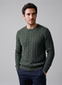 Herren Zopfstrick-Pullover aus Wolle mit Rundhalsausschnitt