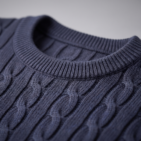 Herren Zopfstrick-Pullover mit Rundhals