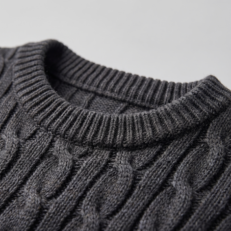 Herren Zopfstrick-Pullover mit Rundhals