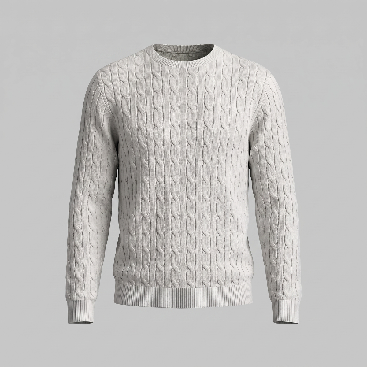 Herren Zopfstrick-Pullover mit Rundhals